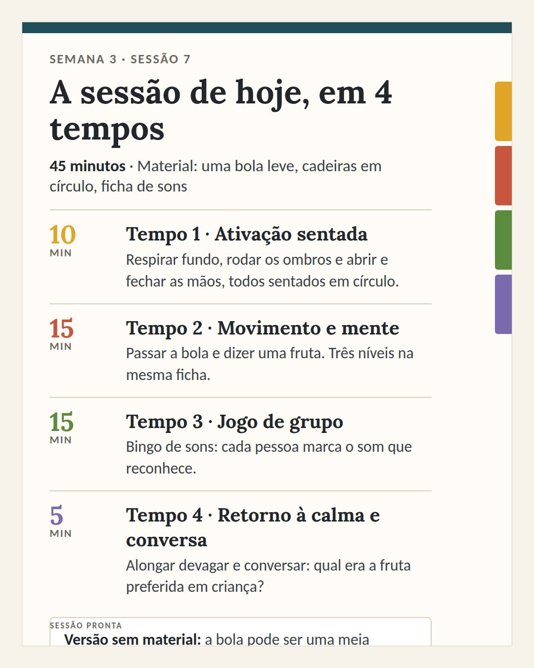 Exemplo de ficha de exercício da Sessão Pronta